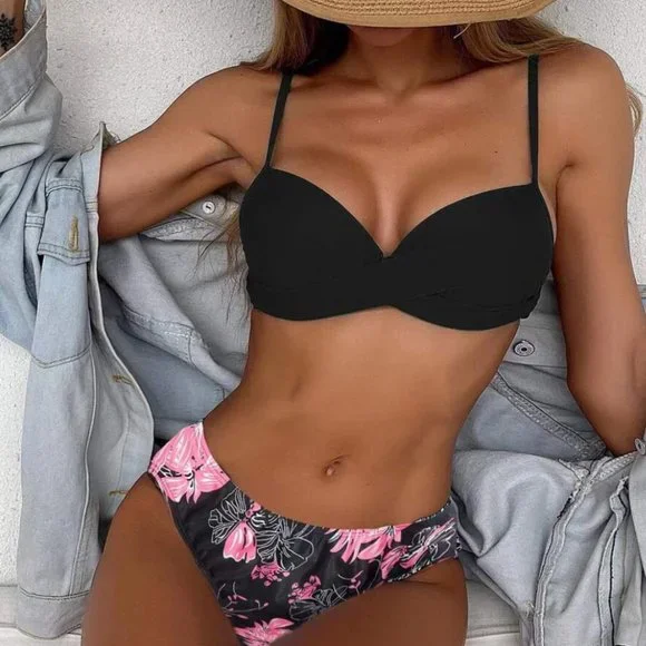 Womens Floral Print Push Up Bikini Swimsuit - Picture 1 of 4